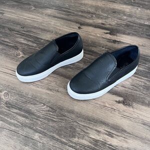 Nasty Gal Black Textured Slip-On Loafers